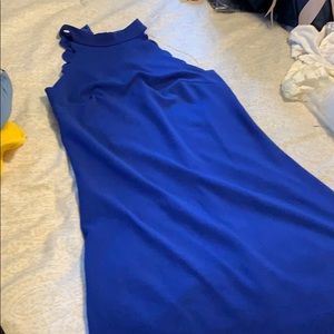 Blue scalloped neckline dress